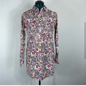 Boden grey floral print button down dress